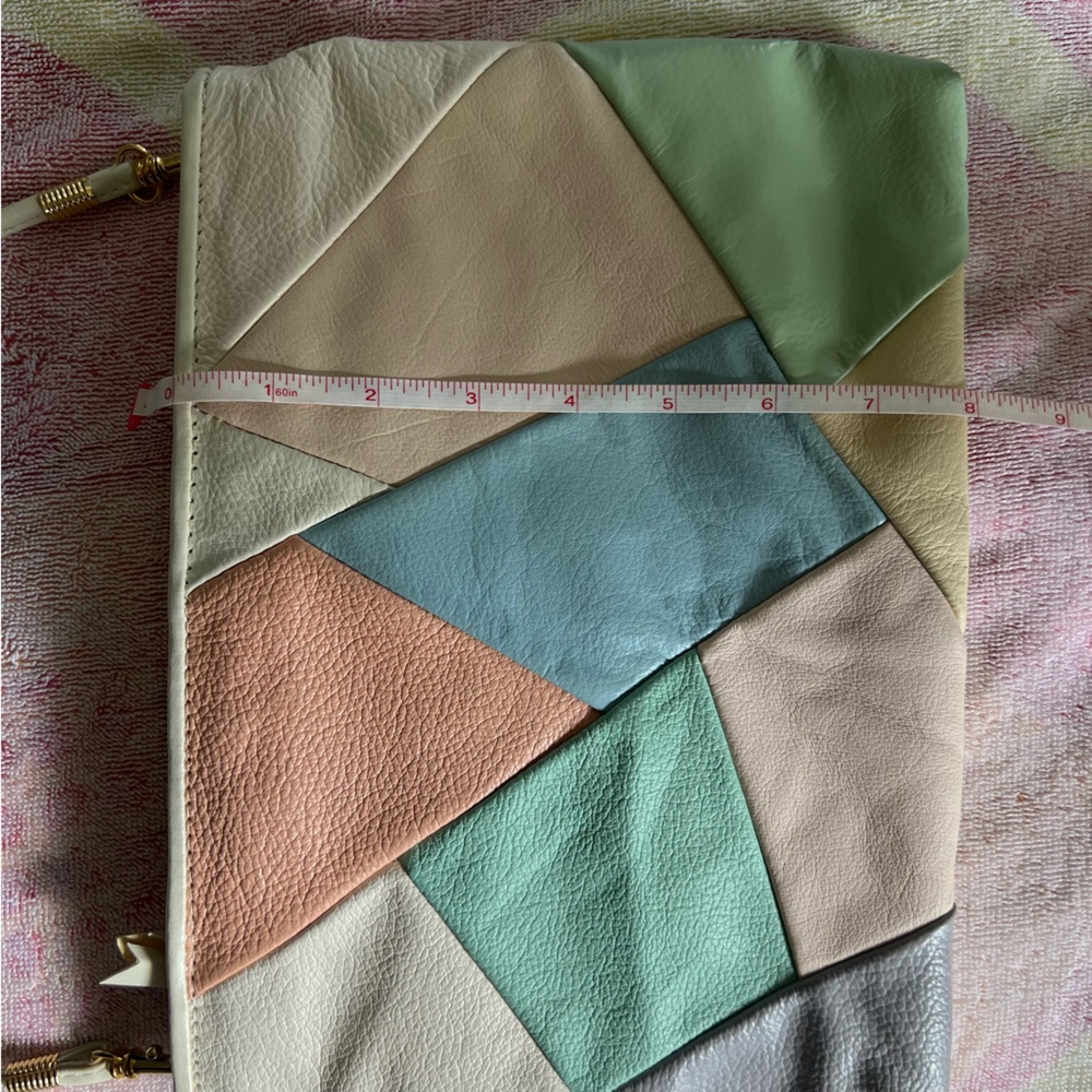 Vintage Pastel Patchwork Leather Shoulder Bag - Picture 9 of 10
